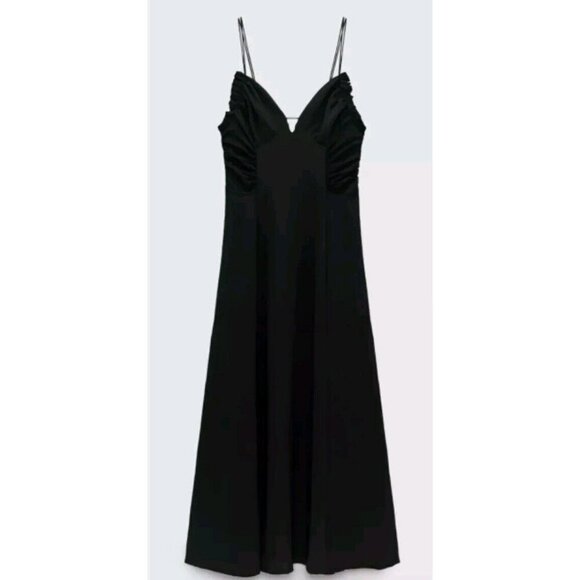 NWT ZARA BLACK SLIP CAMISOLE DRESS REF 1165/155/364 18" Ptp Large - Picture 7 of 7